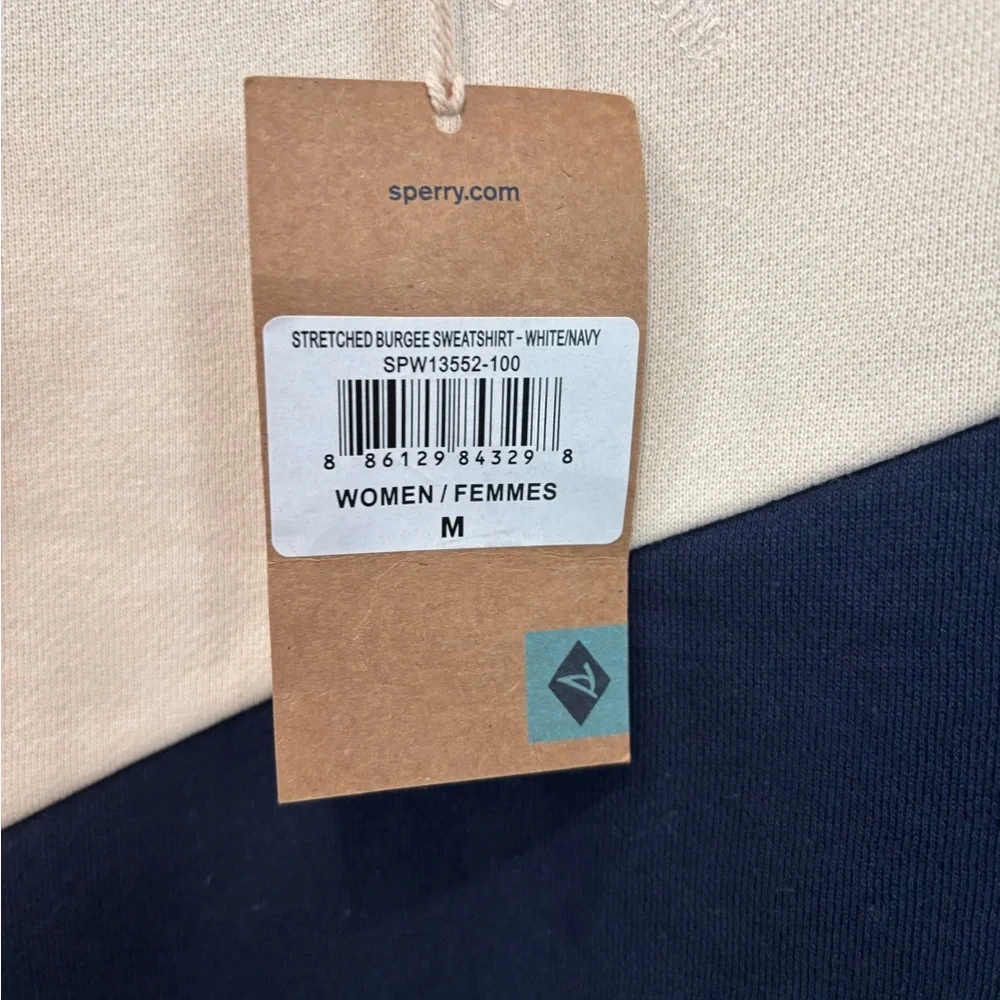 Sperry | Cream and Navy Crew Neck Sweater |Size Medium - Picture 4 of 5